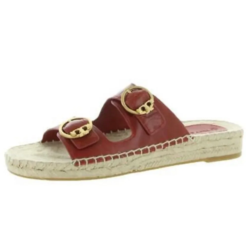 Tory Burch Selby red leather espadrille slides NWOB - Picture 2 of 8